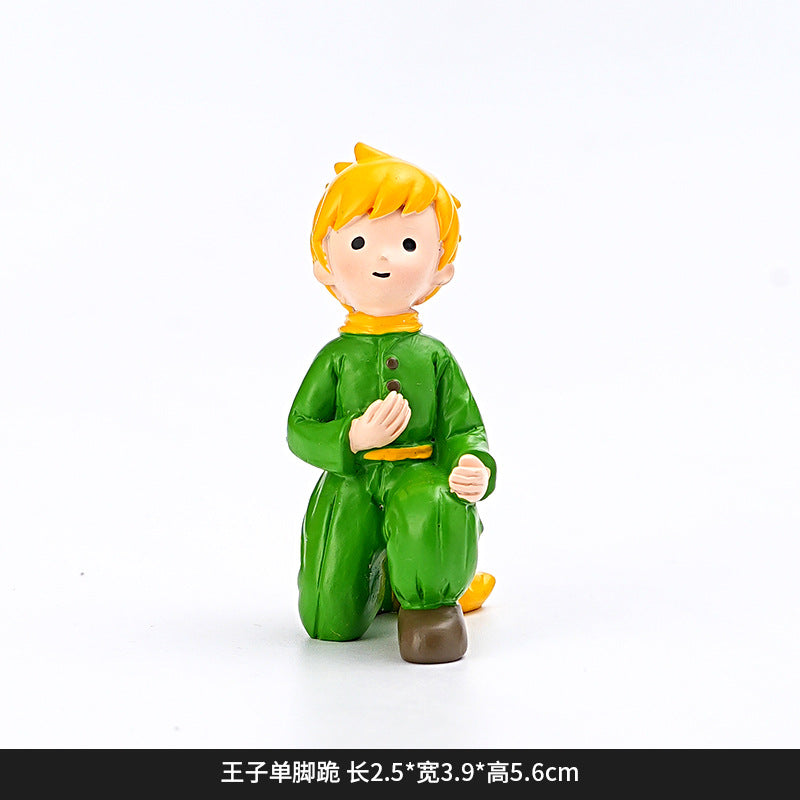 Creative and cute handmade ornaments Car desktop Home decoration Resin handicrafts Prince take flower small ornaments