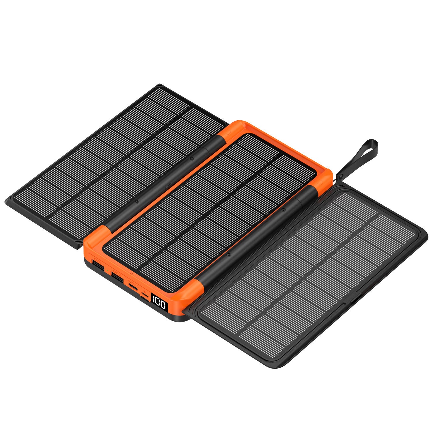 Cross-border folding portable solar power bank 20000mAh large-capacity wireless charging outdoor mobile power supply