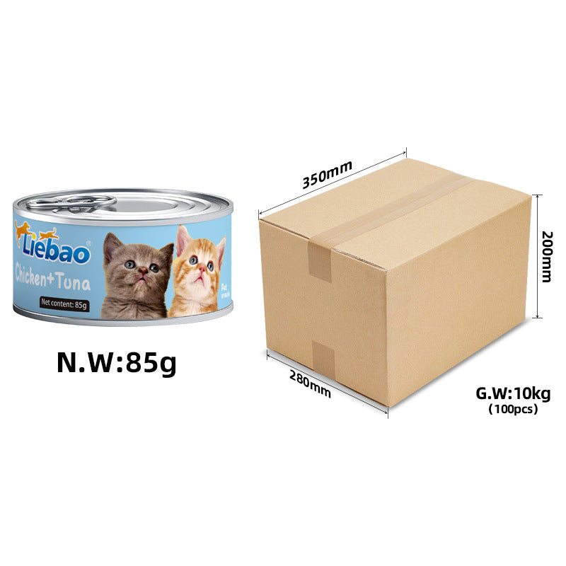 Cross-border foreign trade AliExpress pet food 85g canned cat snacks cat wet food nutrition white meat soup canned cat