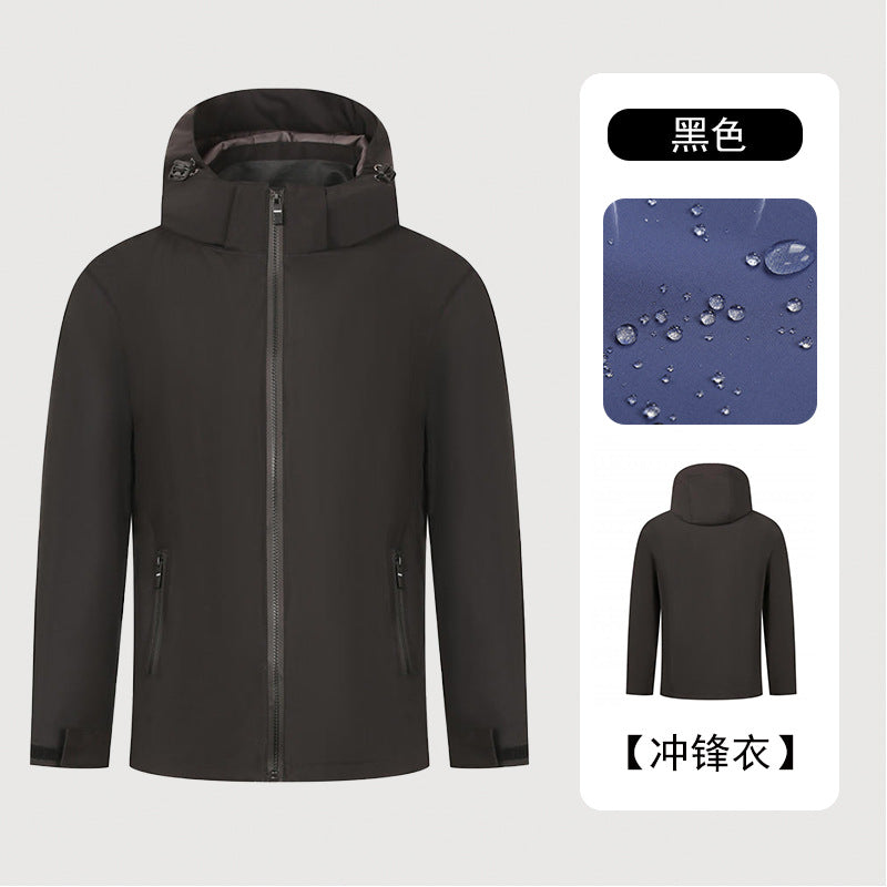 Detachable hooded class uniform, sports team uniform waterproof outdoor tour group team building overalls, long-sleeved jacket customization