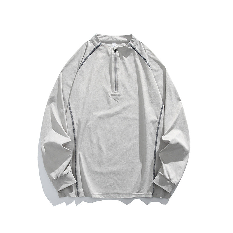 American outdoor semi-zipper quick-drying long-sleeved t-shirt men's summer loose sports sunscreen breathable boys on clothes