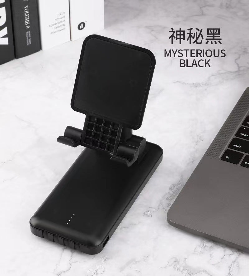 3-in-1 mobile phone holder, mobile power supply, four-wire power bank 10000mAh gift source factory creative design