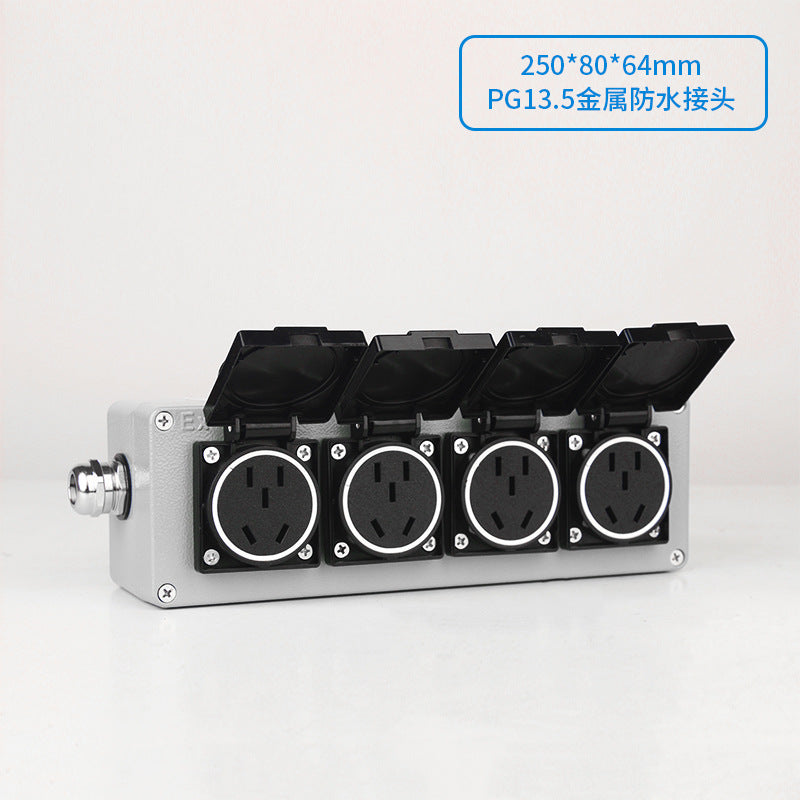 Outdoor cast aluminum socket 220/380V wall plug Five-hole waterproof switch Industrial grade 10/16A surface mounted panel