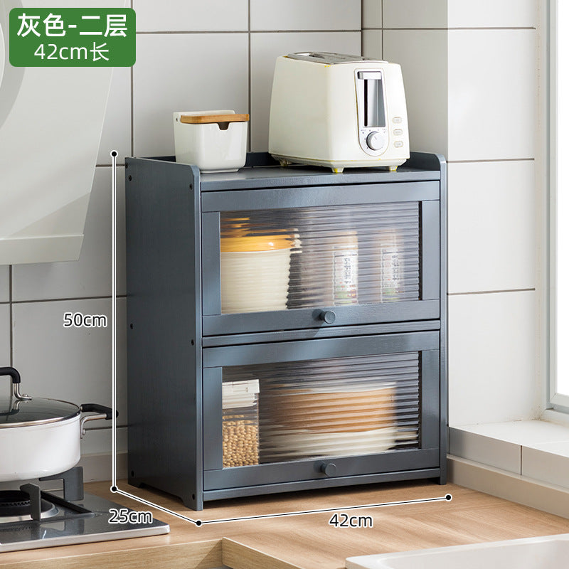 Kitchen countertops, seasoning shelves, storage shelves, supplies, finishing racks, layered multi-functional storage cabinets, cabinet artifacts