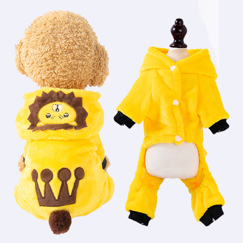 Pet clothes transformation clothes coral fleece autumn and winter dinosaur four-legged dog winter clothes cat pet clothing wholesale