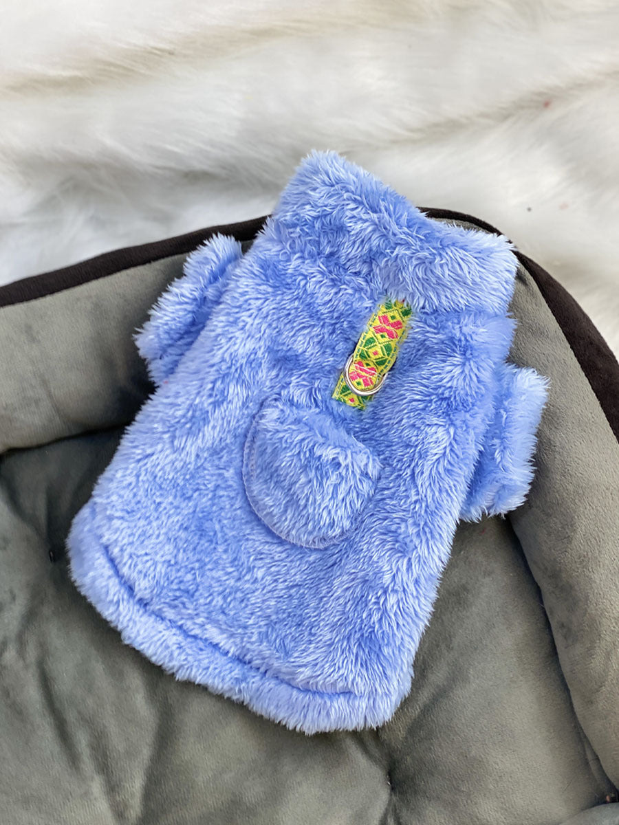 Ultra small dog cat clothes autumn and winter plush four-legged small size puppy teacup dog belt traction thickened warm