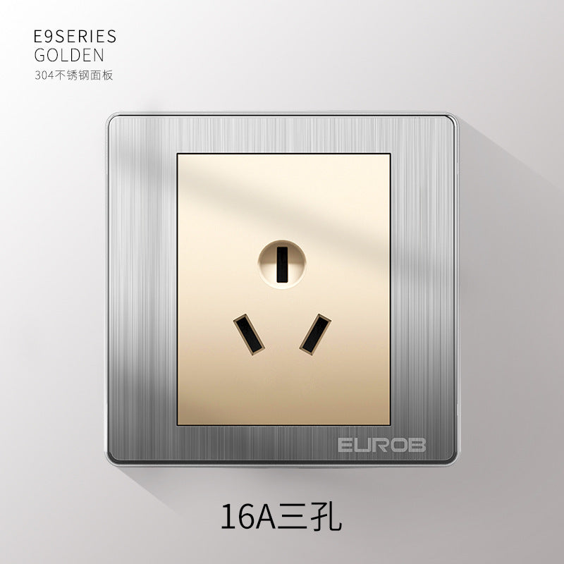 Open switch socket household silver 86 type 5 five-hole plug two or three plug double control wall air conditioner panel