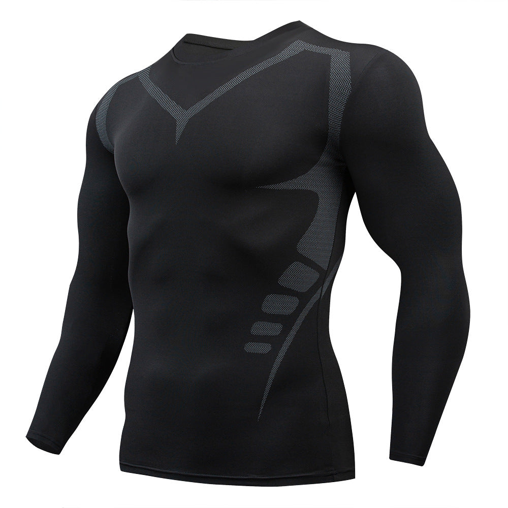 2025 new spot quick-drying breathable outdoor running sports compression tight fitness training printed long-sleeved top