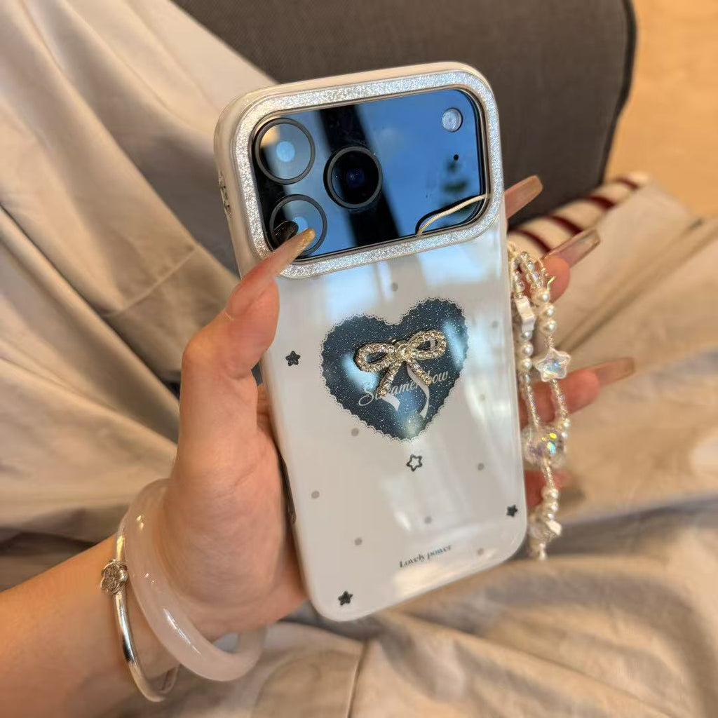 Hollow love glitter ins for 17promax apple 16iPhone151413 anti-drop case protective case female