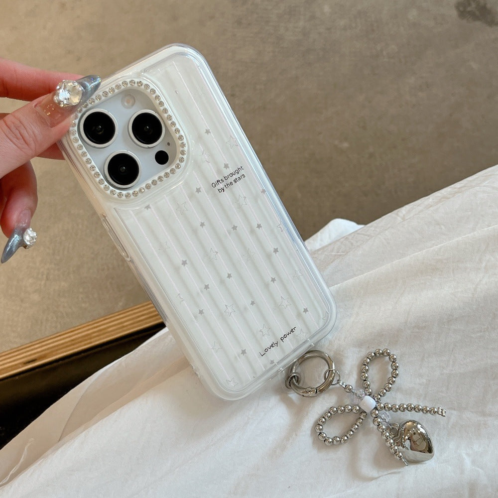 ins wind white background striped colored stars for iPhone17ProMax/16 mobile phone case 15 Apple 14 girl