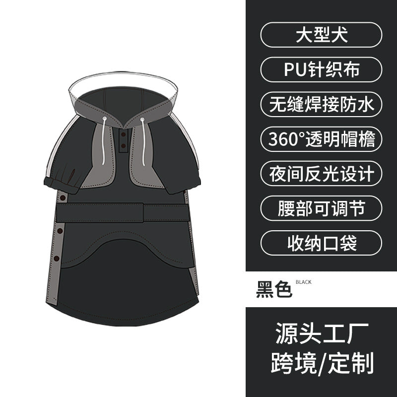 Dog raincoat Samoyed edge animal husbandry golden hair raincoat can be towed reflective pet waterproof rainy day out clothes cross-border