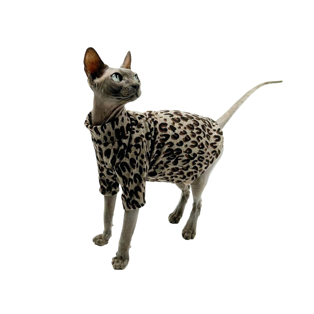 Winter hairless cat clothes Sphinx Devon air conditioner clothes Thin bottoming shirt Leopard print trendy cool cat four-legged clothes