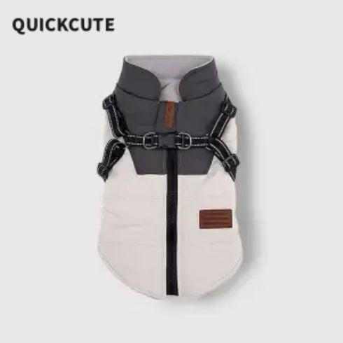 Dog clothes Winter warm dog cotton clothes with leash ring vest jacket Autumn and winter Teddy Corgi Schnauzer