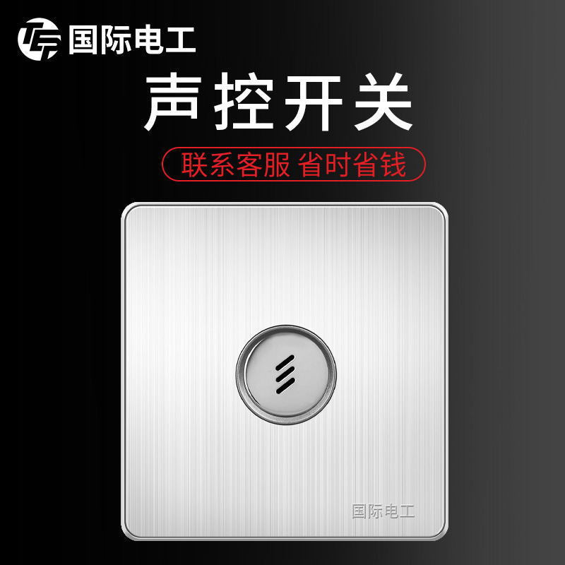 International Electrical Switch Socket Panel Porous Stainless Steel Power Supply Household Wall Type One Open Five Hole Single Control Double Control