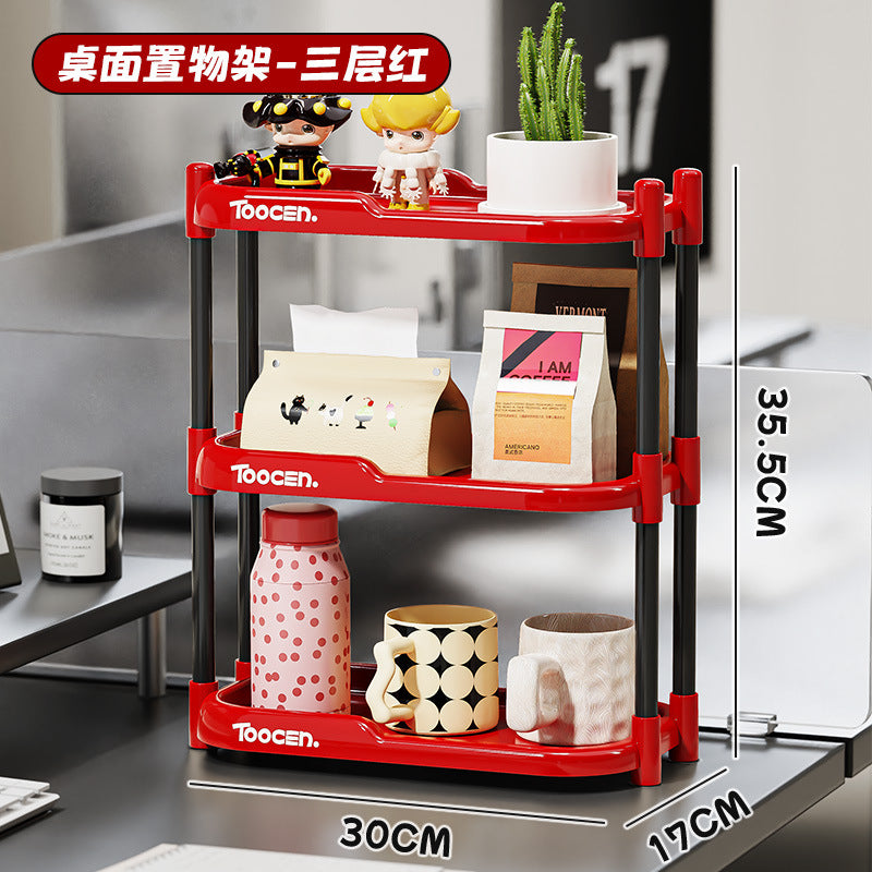 Strictly selected office desktop shelves, household large-capacity multi-functional storage racks, retro wind shelves, water cup racks