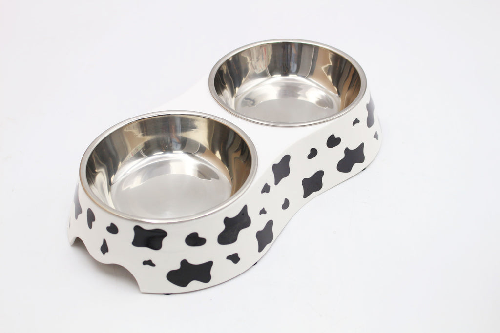 Spot wholesale pet melamine double bowl stainless steel food grade material cat dog pet drinking water feeding pet bowl