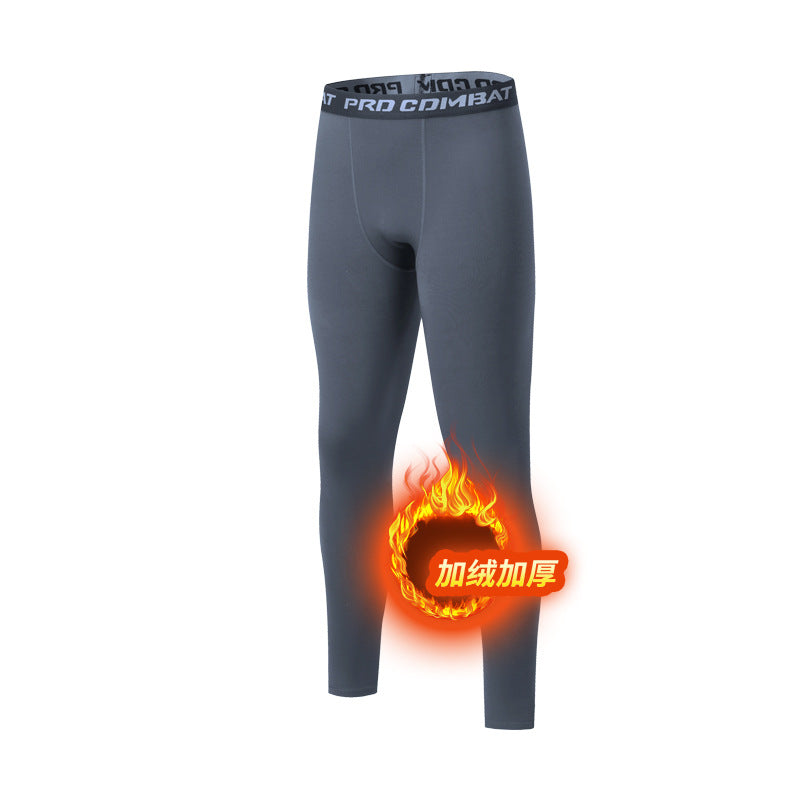Warm men's suit tight-fitting velvet warm long johns outdoor running sports quick-drying fitness clothes autumn and winter