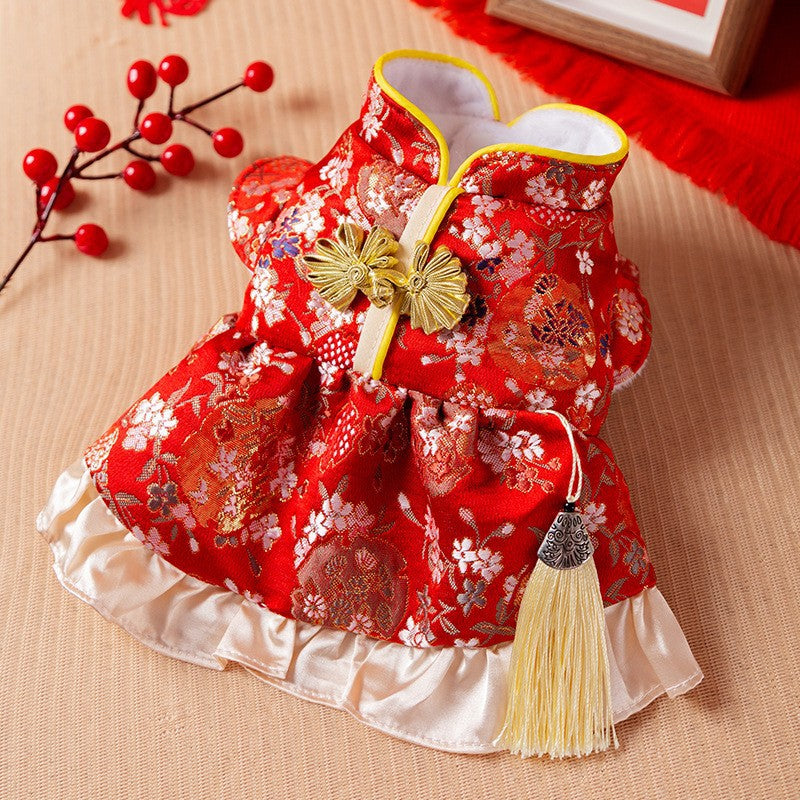 Puppy dog christmas princess skirt autumn winter teddy bizarre bear pomeranian small dog pet cat clothes winter