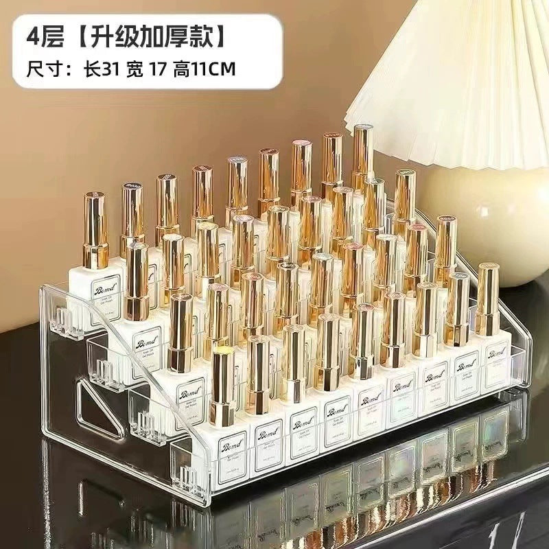 Nail art storage box, multi-layer transparent nail polish display stand, home daily lipstick, cosmetics, nail polish glue rack