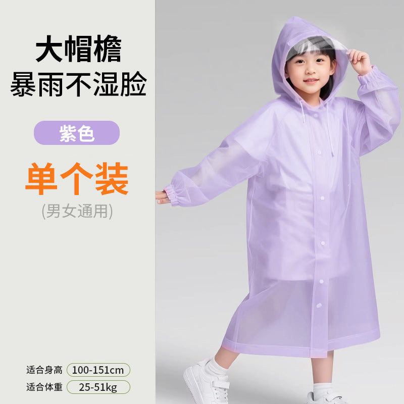 Children with brim portable raincoat thickened long disposable poncho outdoor tourism primary school students go to school amusement park