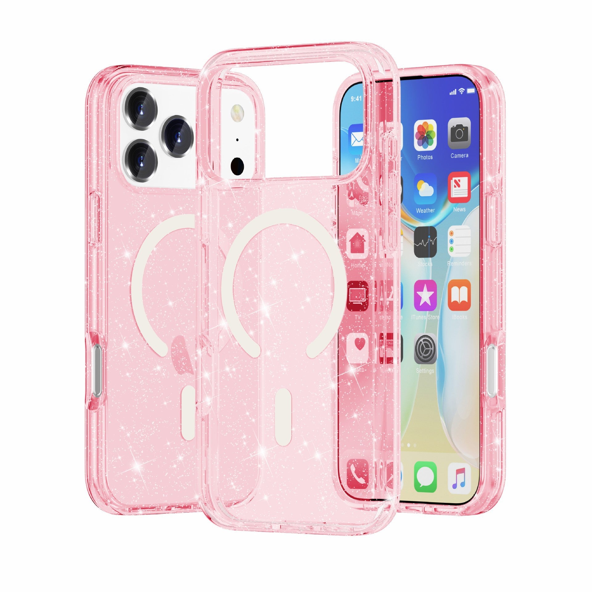 iPhone17Pro Terminator Magnetic Phone Case for Apple17Pro Transparent Glitter MagSafe Shell