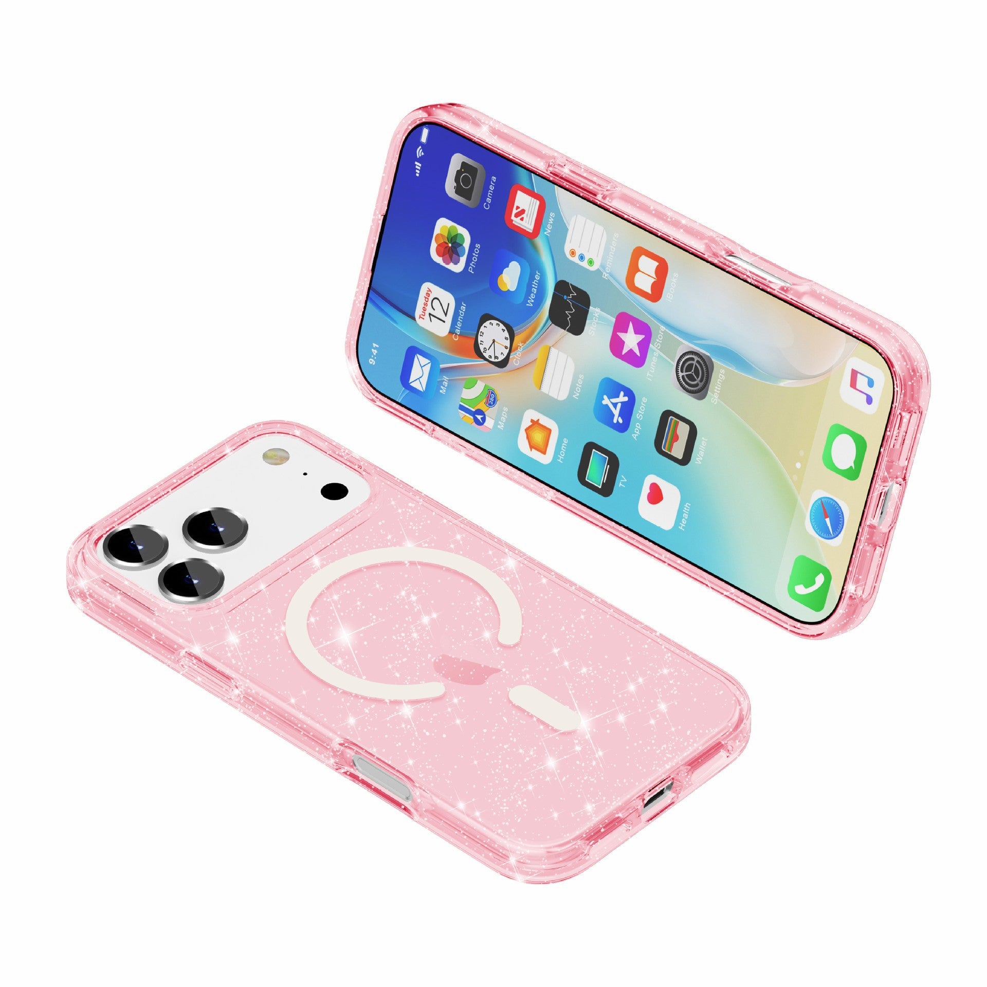 iPhone17Pro Terminator Magnetic Phone Case for Apple17Pro Transparent Glitter MagSafe Shell