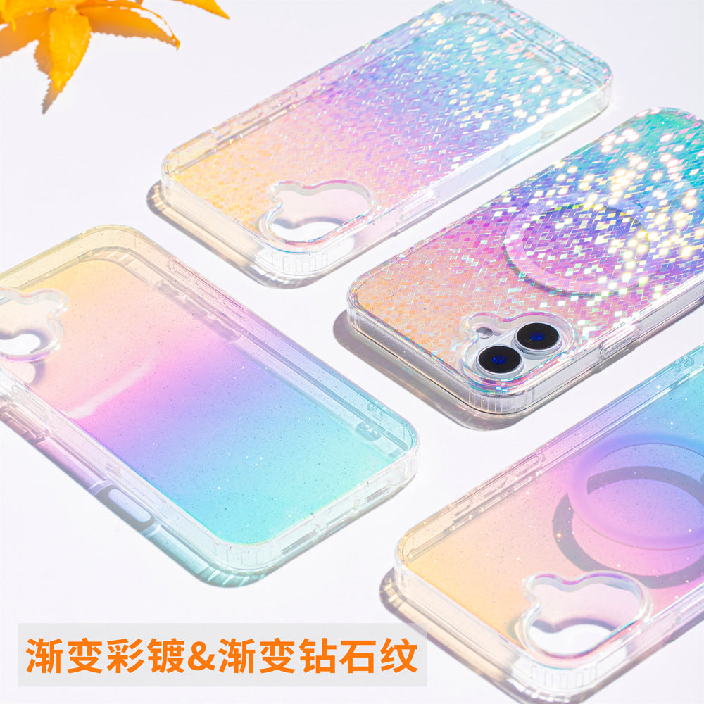 Apple17Phone case iPhone15Pro Magnetic case compatible with starry sky glitter16Protective Case Anti-Scratch Self-Repairing
