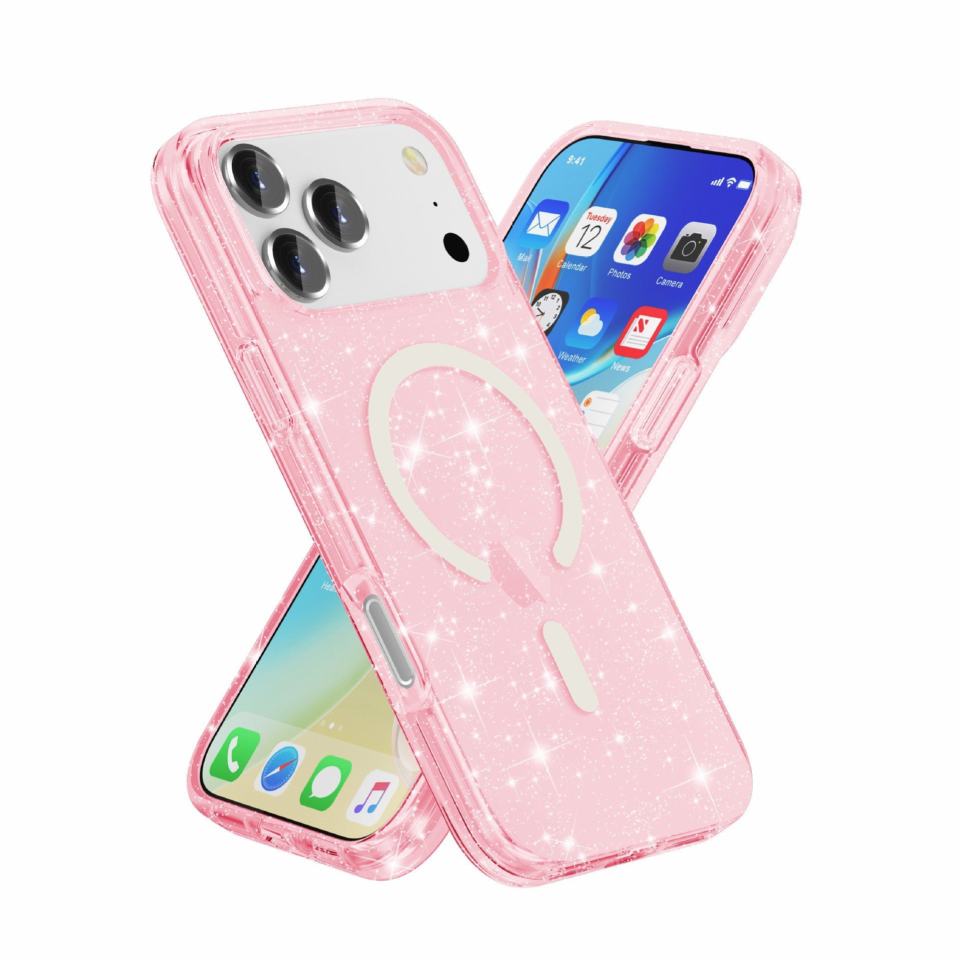 iPhone17Pro Terminator Magnetic Phone Case for Apple17Pro Transparent Glitter MagSafe Shell