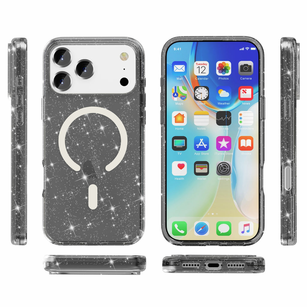 iPhone17Pro Terminator Magnetic Phone Case for Apple17Pro Transparent Glitter MagSafe Shell