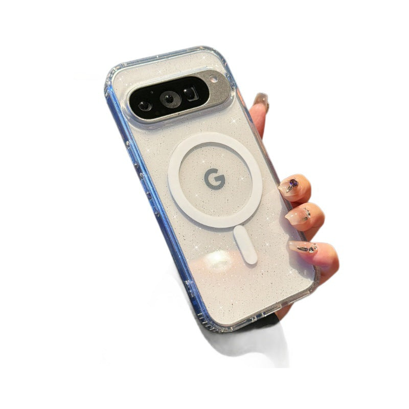 Applicable Google10Phone Case Google9pro Terminator9roXL Glitter Magnetic Transparent Case Cross-Border Protection