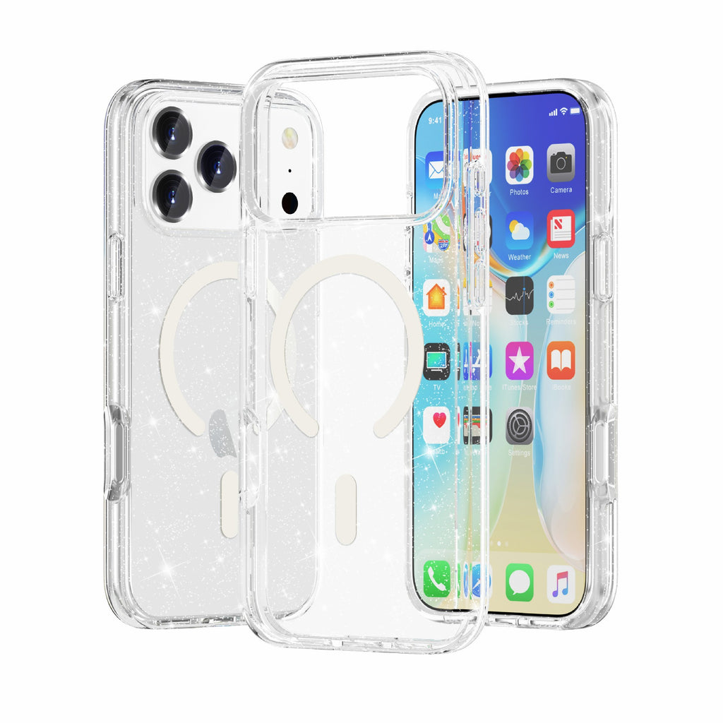 iPhone17Pro Terminator Magnetic Phone Case for Apple17Pro Transparent Glitter MagSafe Shell