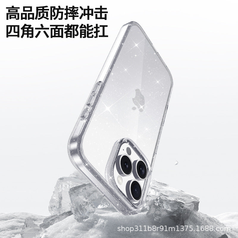 New for Apple iPhone17Magnetic Transparent Glitter Phone Case N52Magnetic Anti-drop16PRO Protective Sleeve