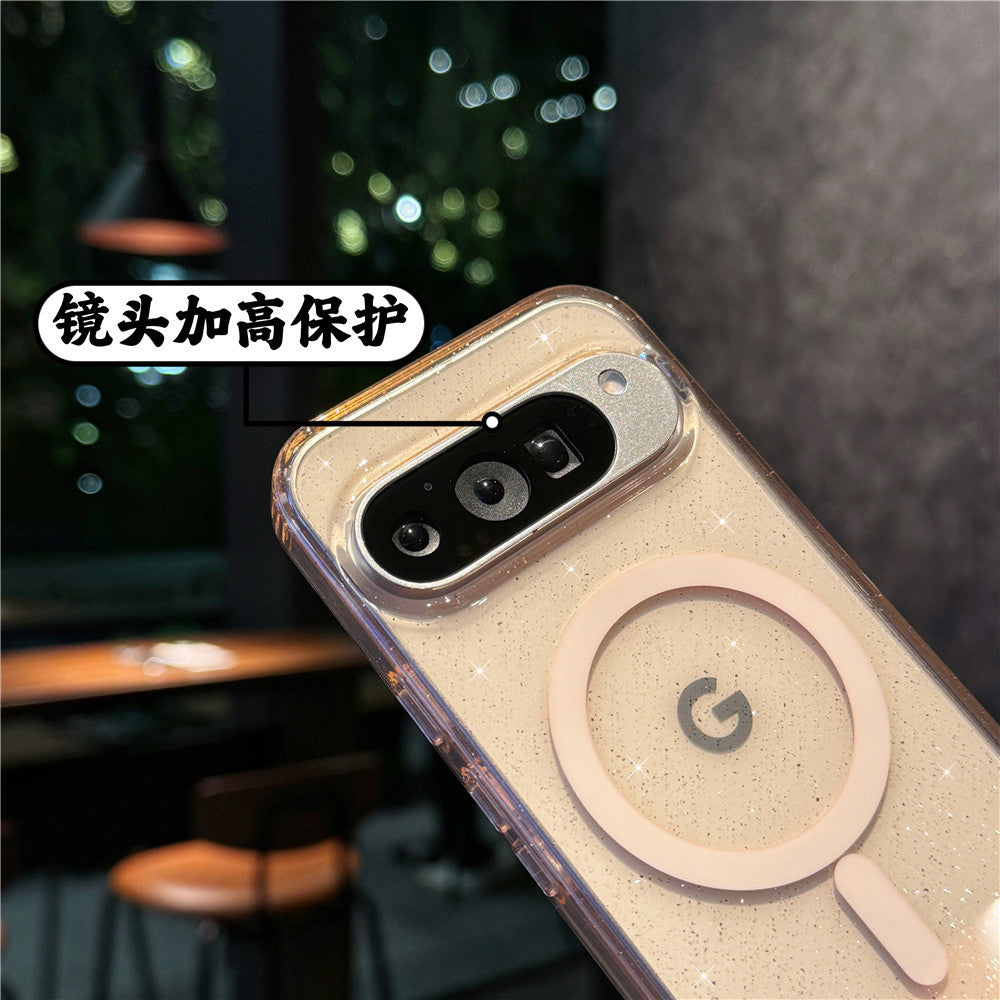 Applicable Google10Phone Case Google9pro Terminator9roXL Glitter Magnetic Transparent Case Cross-Border Protection