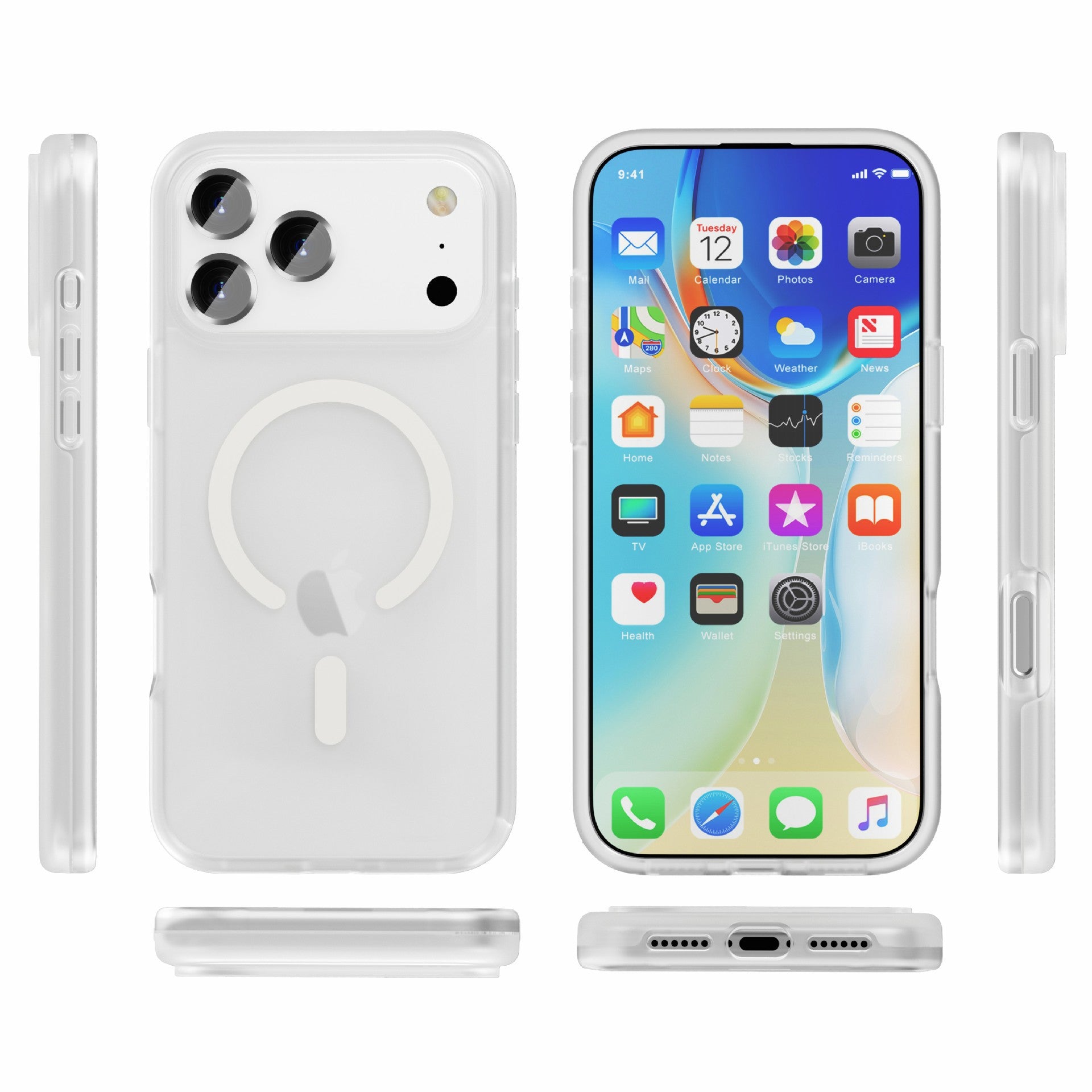 iPhone17Pro Terminator Magnetic Phone Case for Apple17Pro Transparent Glitter MagSafe Shell