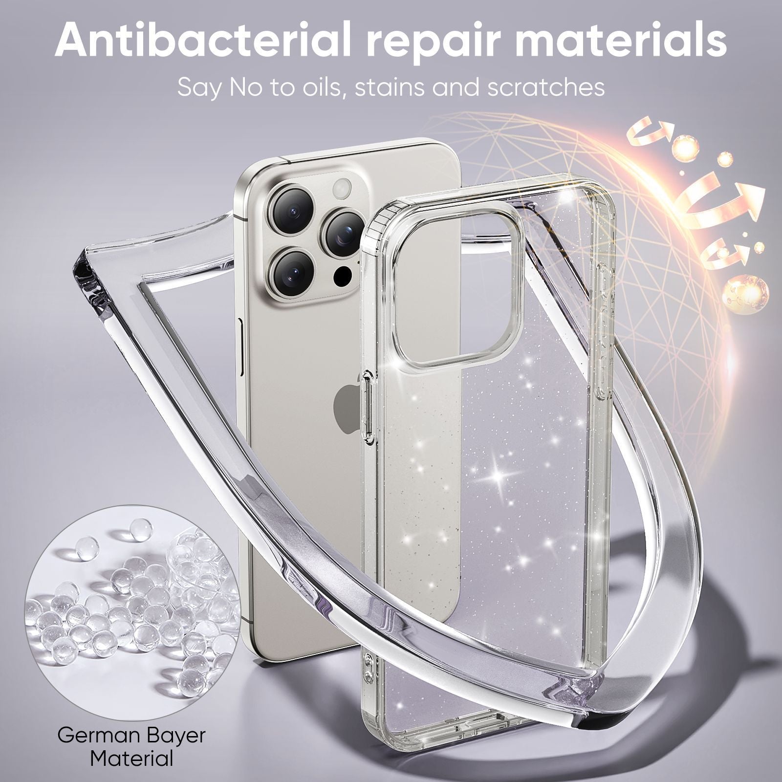 Apple17Phone case iPhone15Pro Magnetic case compatible with starry sky glitter16Protective Case Anti-Scratch Self-Repairing