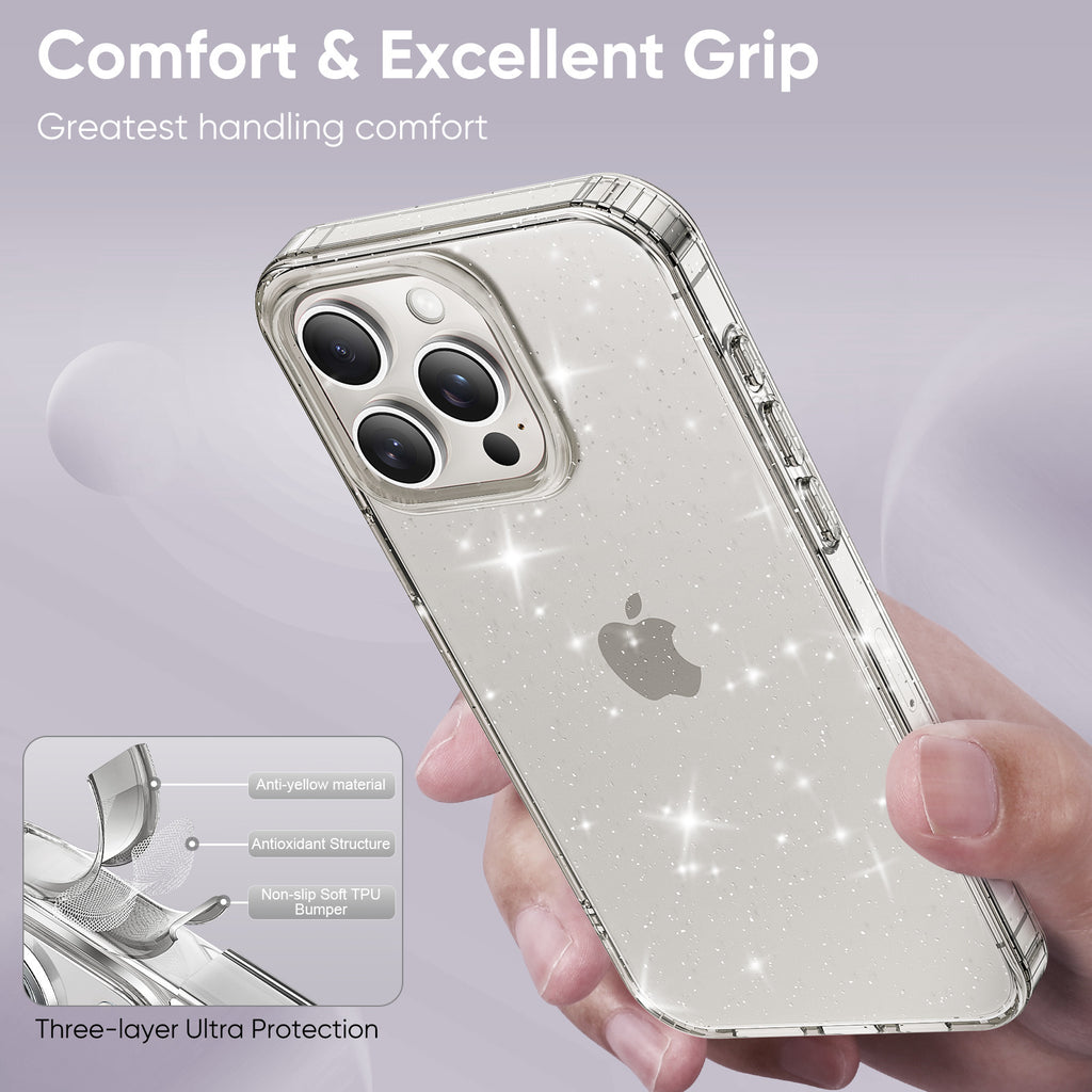Apple17Phone case iPhone15Pro Magnetic case compatible with starry sky glitter16Protective Case Anti-Scratch Self-Repairing