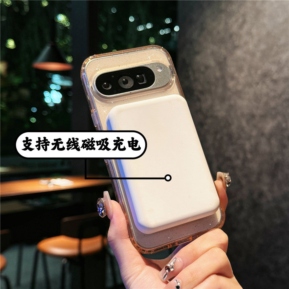 Applicable Google10Phone Case Google9pro Terminator9roXL Glitter Magnetic Transparent Case Cross-Border Protection