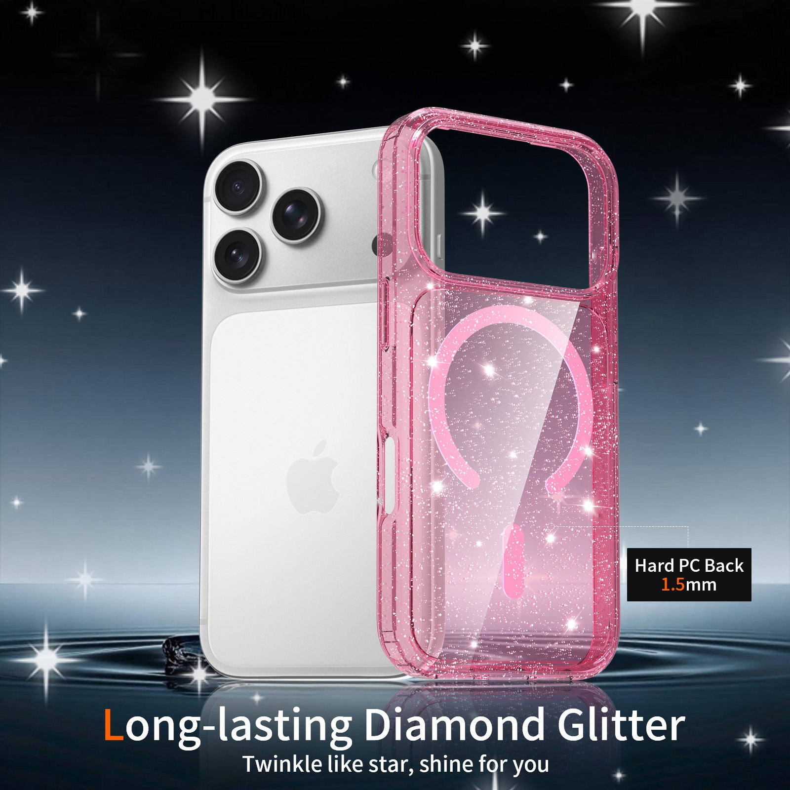 Sanfeng Compatible with Apple16Phone case iPhone17pro Glitter High Transparency Shockproof Protective Case15pm Protective Sleeve
