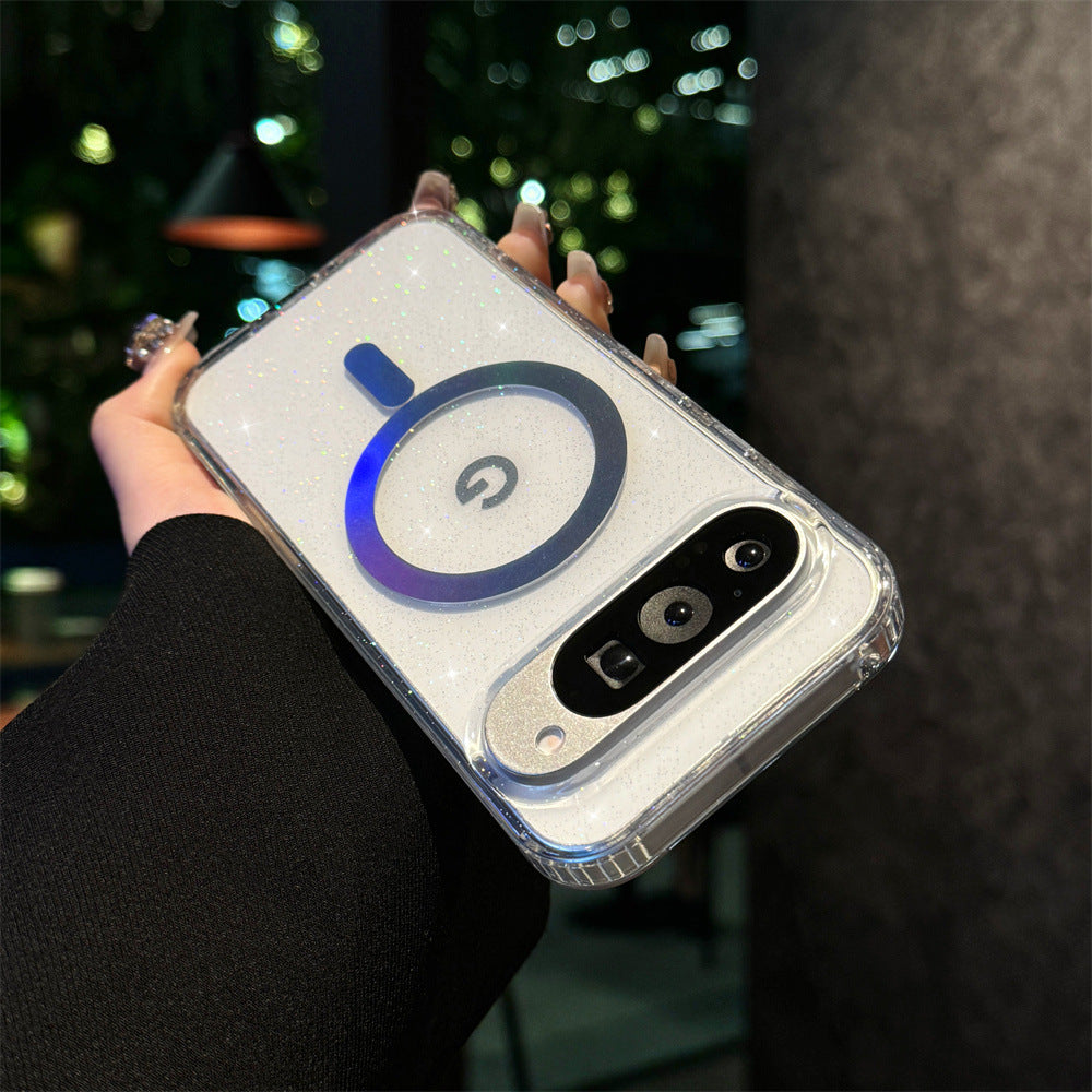 Applicable Google10Phone Case Google9pro Terminator9roXL Glitter Magnetic Transparent Case Cross-Border Protection