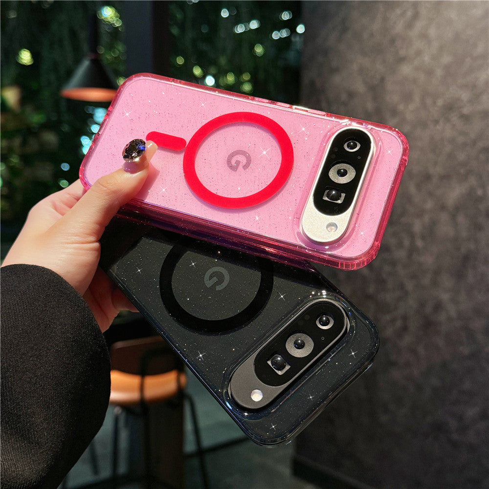 Applicable Google10Phone Case Google9pro Terminator9roXL Glitter Magnetic Transparent Case Cross-Border Protection